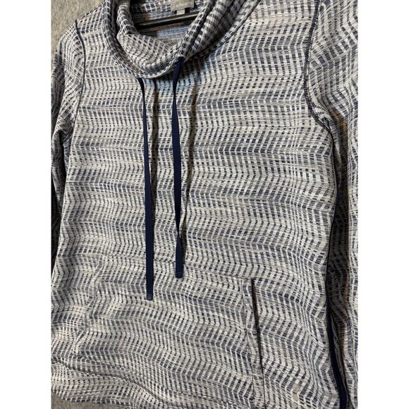 EUC T By Talbots Blue White Cowl Neck Pullover Petite Medium - Picture 2 of 6